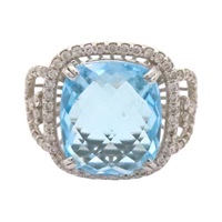18K白金 藍色托帕石 鑽石 戒指【JEWELRY 無品牌珠寶】 Blue Topaz 9.7g