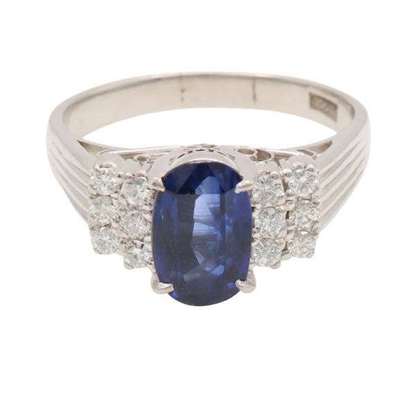 PM900 舊式鉑金 藍寶石 鑽石 戒指【JEWELRY 無品牌珠寶】 Sapphire 7.4g