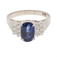 PM900 舊式鉑金 藍寶石 鑽石 戒指【JEWELRY 無品牌珠寶】 Sapphire 7.4g
