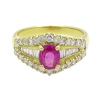 18K黃金 紅寶石 鑽石 戒指【JEWELRY 無品牌珠寶】 Ruby 5.1g