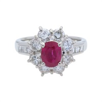 PT900 鉑金 緬甸紅寶石 GIA鑽石 戒指【JEWELRY 無品牌珠寶】