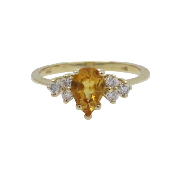 14K黃金 黃水晶 鑽石 戒指【JEWELRY 無品牌珠寶】 Citrine 2.4g