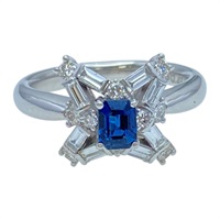 PT900 鉑金 藍寶石 鑽石 戒指【JEWELRY 無品牌珠寶】