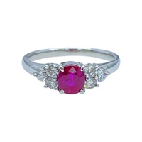 PT850 鉑金 紅寶石 鑽石 戒指【JEWELRY 無品牌珠寶】