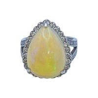 18K白金 蛋白石 鑽石 戒指【JEWELRY 無品牌珠寶】 Opal 11.2g