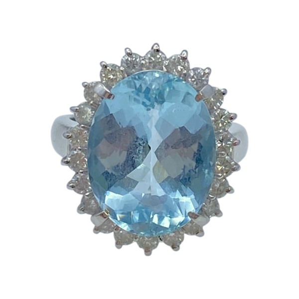 PT900 鉑金 海藍寶石 鑽石 戒指【JEWELRY 無品牌珠寶】