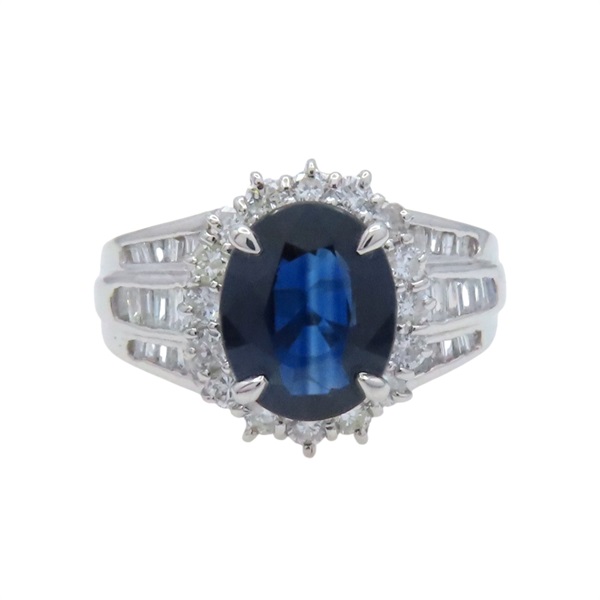 PT900 鉑金 藍寶石 鑽石 戒指【JEWELRY 無品牌珠寶】