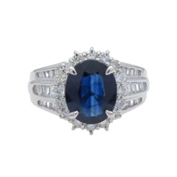 PT900 鉑金 藍寶石 鑽石 戒指【JEWELRY 無品牌珠寶】