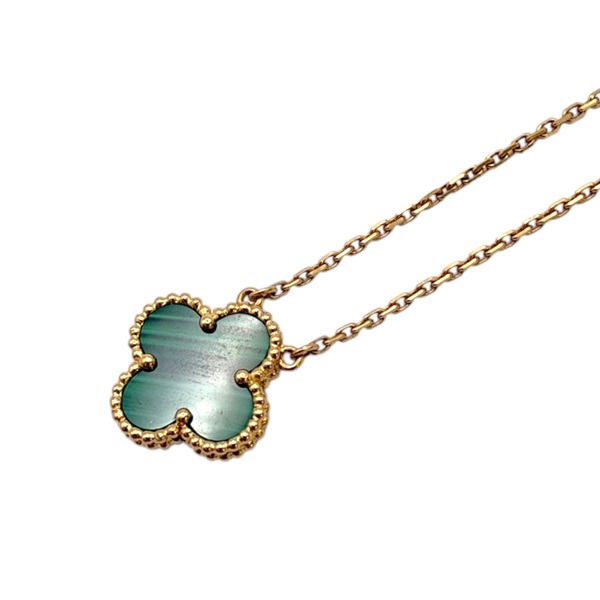 18K黃金 孔雀石 Vintage Alhambra 項鍊【Van Cleef & Arpels 梵克雅寶】 VCARO9VA00