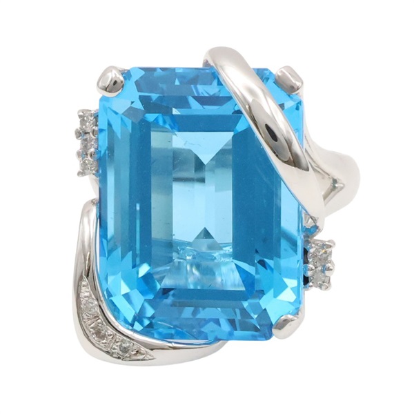14白K金 藍托帕石 鑽石 戒指【JEWELRY 無品牌珠寶】 Blue Topaz 12.4g