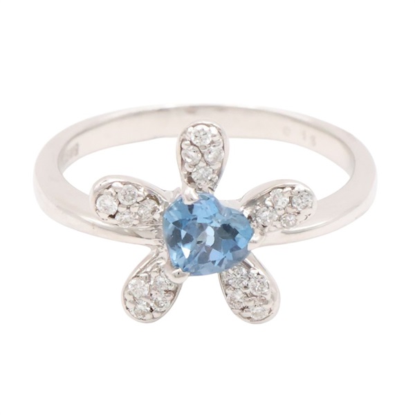 18K白金 海藍寶石 鑽石 戒指【JEWELRY 無品牌珠寶】