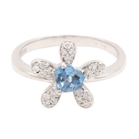 18K白金 海藍寶石 鑽石 戒指【JEWELRY 無品牌珠寶】