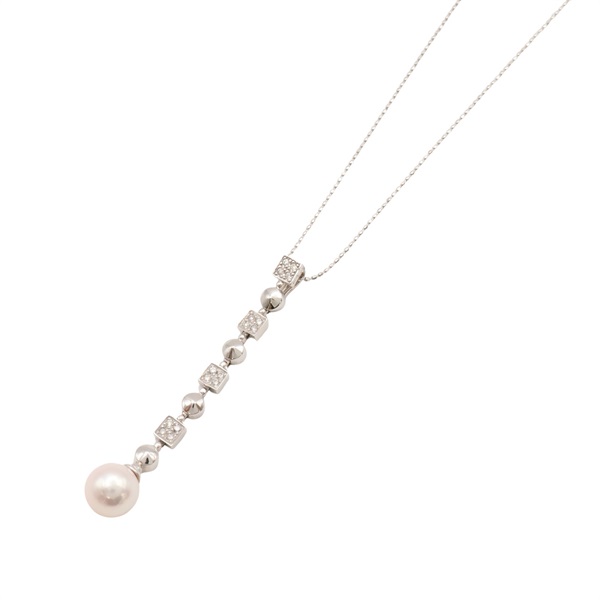 18K白金 Akoya 珍珠 鑽石 項鍊【JEWELRY 無品牌珠寶】