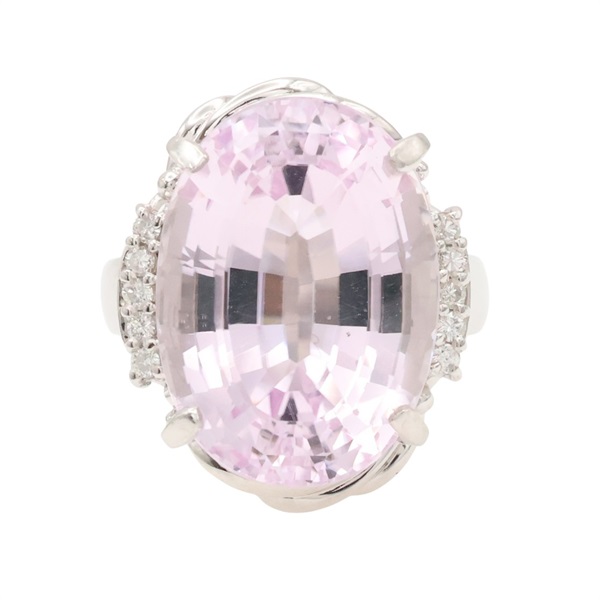 PT900鉑金 鋰紫玉 鑽石 戒指【JEWELRY 無品牌珠寶】 Kunzite 13.0g