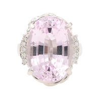 PT900鉑金 鋰紫玉 鑽石 戒指【JEWELRY 無品牌珠寶】 Kunzite 13.0g