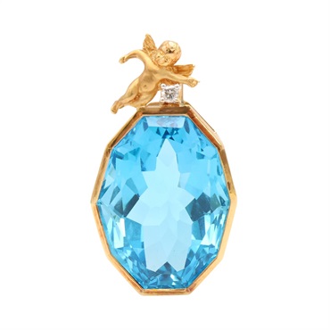 18K黃金 藍色托帕石 墜飾【JEWELRY 無品牌珠寶】 Blue Topaz 19.7g