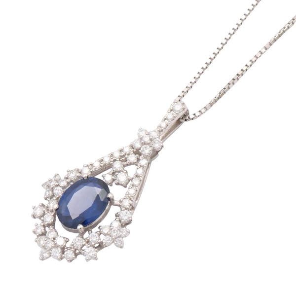 藍寶石 藍寶石 PT900/PT850 鉑金 項鍊【JEWELRY 無品牌珠寶】