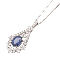 藍寶石 藍寶石 PT900/PT850 鉑金 項鍊【JEWELRY 無品牌珠寶】