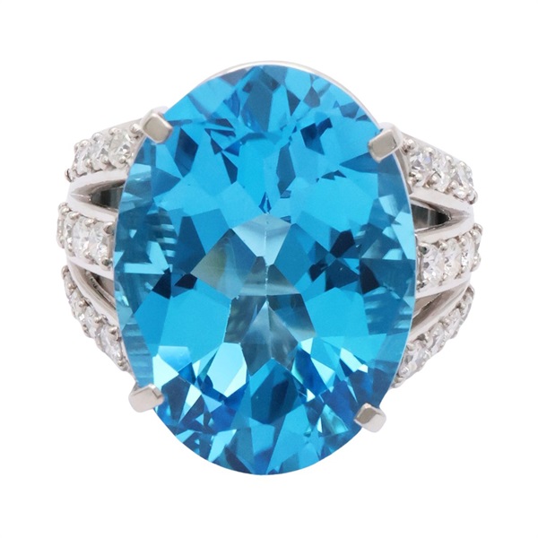 PT900 鉑金 藍色托帕石 戒指【JEWELRY 無品牌珠寶】 Blue Topaz 22.4g