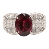 PT900鉑金 石榴石 戒指【JEWELRY 無品牌珠寶】