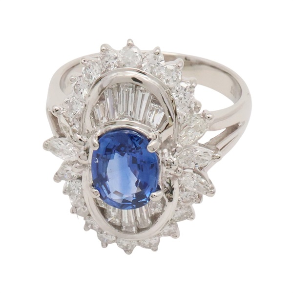 PT900鉑金 藍寶 鑽石 戒指【JEWELRY 無品牌珠寶】