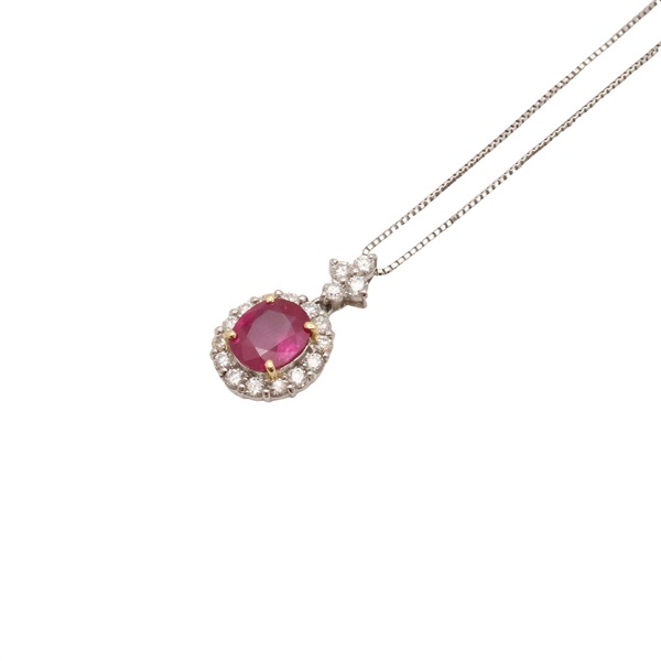 PT850鉑金 PT900鉑金 K18黃金 紅寶石 鑽石項鍊【JEWELRY 無品牌珠寶】
