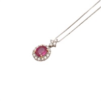 PT850鉑金 PT900鉑金 K18黃金 紅寶石 鑽石項鍊【JEWELRY 無品牌珠寶】