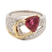 PT900鉑金 18K白黃金 碧璽 戒指【JEWELRY 無品牌珠寶】 Tourmaline 11.3g