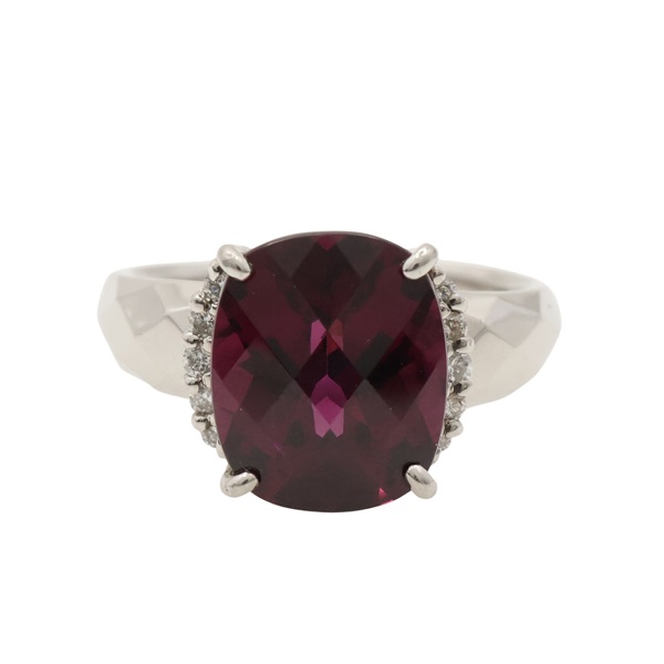 PT1000鉑金 石榴石 鑽石 戒指【JEWELRY 無品牌珠寶】 Garnet 9.3g