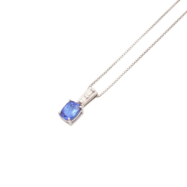 18K白金 坦桑石 鑽石 項鍊【JEWELRY 無品牌珠寶】 Tanzanite 3.7g