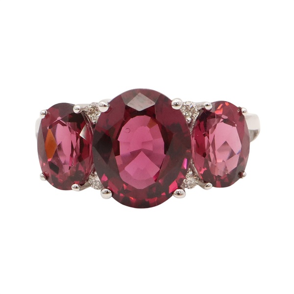 18K白金 石榴石 鑽石 戒指【JEWELRY 無品牌珠寶】 Garnet 5.6g
