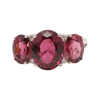 18K白金 石榴石 鑽石 戒指【JEWELRY 無品牌珠寶】 Garnet 5.6g