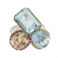 18K白金 海水藍寶 綠柱石 戒指【JEWELRY 無品牌珠寶】