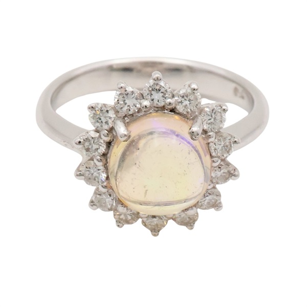 18K白金 蛋白石 鑽石 戒指【JEWELRY 無品牌珠寶】