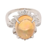 JEWELRY 無品牌珠寶 歐泊 鑽石 PT900鉑金戒指
