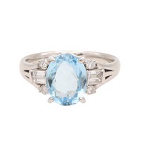 PT900鉑金 海藍寶石 戒指【JEWELRY 無品牌珠寶】 Aquamarine 7.0g