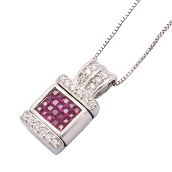 紅寶石 18K 白金 鑽石 項鍊【JEWELRY 無品牌珠寶】