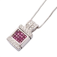 紅寶石 18K 白金 鑽石 項鍊【JEWELRY 無品牌珠寶】