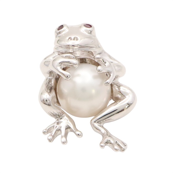 18K白金 珍珠 青蛙 墜飾【JEWELRY 無品牌珠寶】 Ruby 7.4g