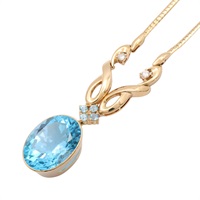 18K 黃金 藍托帕石 項鍊【JEWELRY 無品牌珠寶】