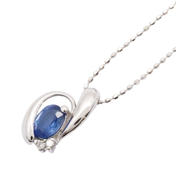 18K白金 藍寶石 鑽石 項鍊【JEWELRY 無品牌珠寶】 Sapphire 2.1g