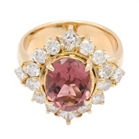 JEWELRY 無品牌珠寶 碧璽石 鑽石 18K黃金戒指