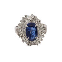 JEWELRY 無品牌珠寶 藍寶石 鑽石 PT900鉑金戒指 Sapphire 8.5g