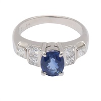 JEWELRY 無品牌珠寶 藍寶石 鑽石 PT900鉑金戒指