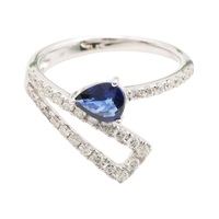 JEWELRY 無品牌珠寶 藍寶石 鑽石 18K白金戒指 Sapphire 3.3g