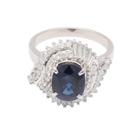 JEWELRY 無品牌珠寶 藍寶石 鑽石 PT900鉑金戒指