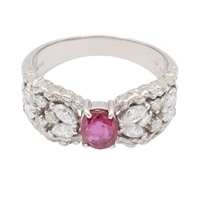 JEWELRY 無品牌珠寶 紅寶石 鑽石 PT900鉑金戒指