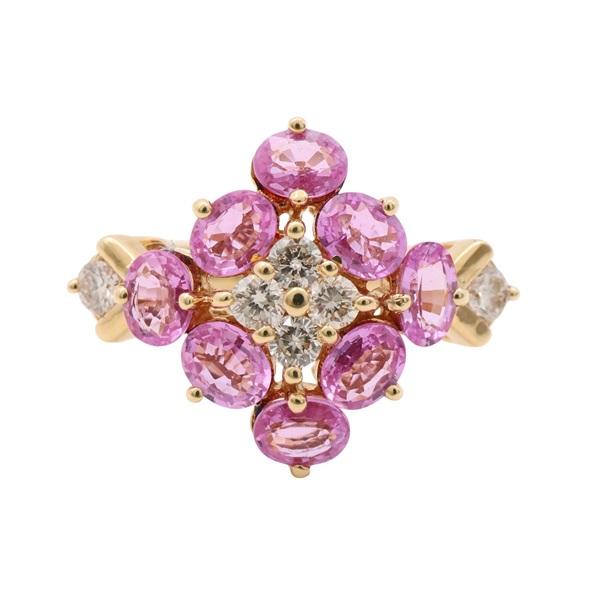 JEWELRY 無品牌珠寶 粉紅色藍寶石 鑽石 18K黃金 戒指