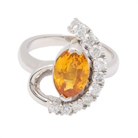 JEWELRY 無品牌珠寶 黃色藍寶石 鑽石 PT900鉑金 戒指