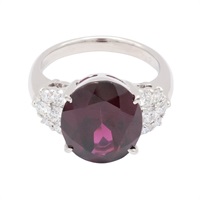 JEWELRY 無品牌珠寶 石榴石 鑽石 PT900鉑金 戒指